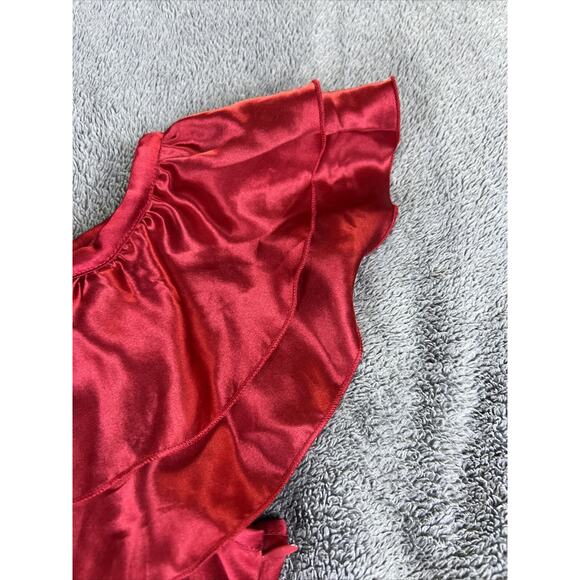 Babe Women’s Shirt Red Size Large Off Shoulder Ruffle Romper Play Suite Dust - Picture 6 of 13